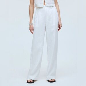 Madewell white Harlow wide-leg pant in 100% linen Size 12